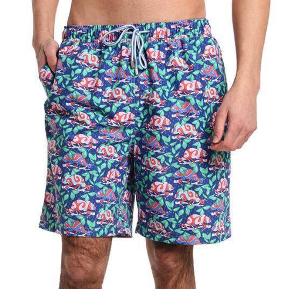 Pristine Peter Millar Karma Chameleon Swim
Trunks Large Blue Green 8”